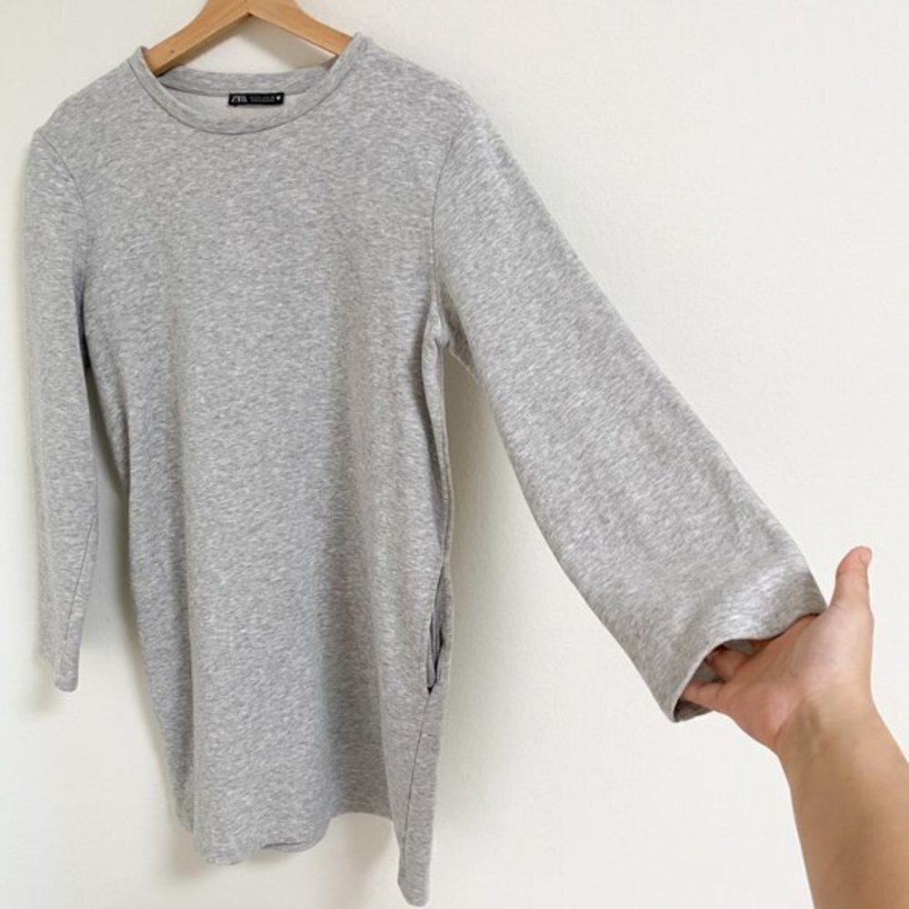 Zara grey long sleeves sweater mini dress - Picture 3 of 8